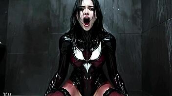 goth babe with hairy armpits turning into a villain