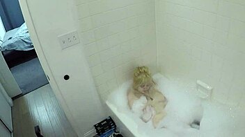 annie archer gives wet pov blowjob and deepthroat in shower