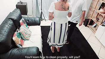 Slap and deepthroat with the maid