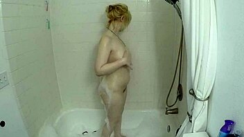 annie archer gives wet pov blowjob and deepthroat in shower