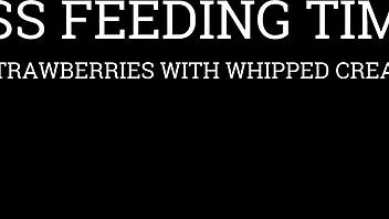 whipped cream strawberries fed straight from her ass