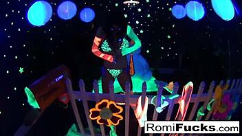 Romi Rain Enjoys Lesbian Black Light