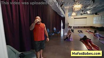 Horny Blonde Busty Slut Sucks And Rides Huge Dick In Yoga Class