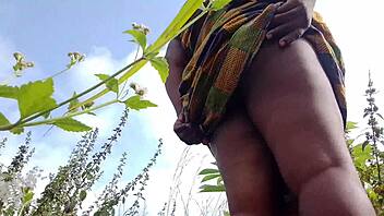 Beautiful maiden takes a long walk through the bush