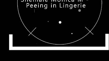 Shemale monica pees in lingerie