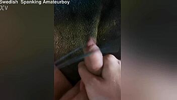 amateurboy whips his small cock with electric cord