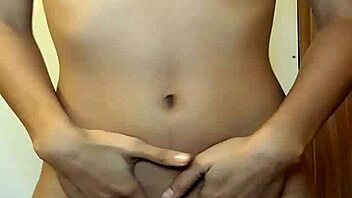 skinny teen plays with pussy naked in bathroom solo