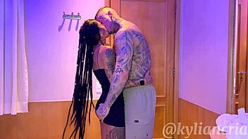 tattooed young man eats hot rasta pussy hard