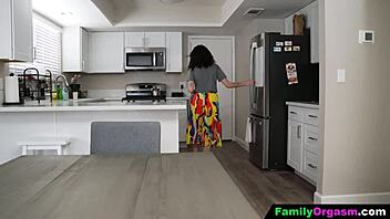 curly girl gets on knees for oral
