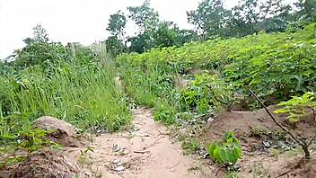 Beautiful maiden takes a long walk through the bush