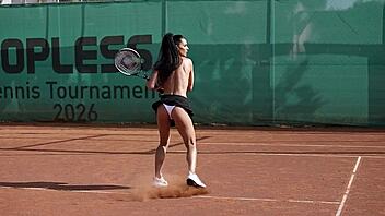 topless nude tennis match in public ai entertainment