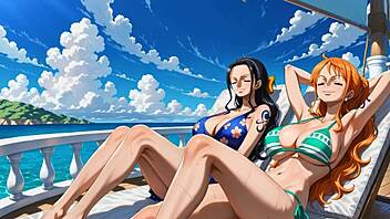 one piece parody with nico robin and nami