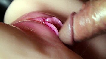 Filled wet cute pink pussy receives creampie