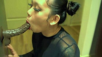 Asian Sucks Huge Bbc Dildo