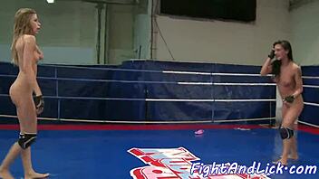 Wrestling lesbians pussylicking in sixtynine