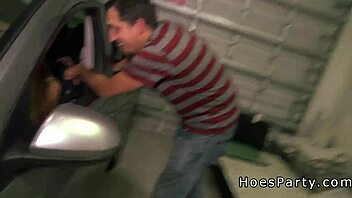 Three amateur babes having party in garage