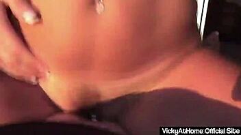 sensual diva vicky vette takes off her lingerie and rides a big cock