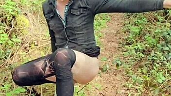 filmed by stranger in the woods riding dildo