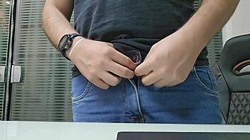 Jerk off at the office almost got caught