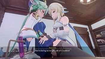 night in mondstadt with sucrose and lumine hentai animation