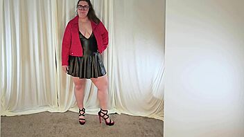 Tall bbw tempting in leather try on haul