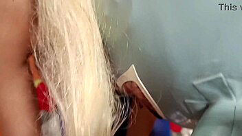Milf with blonde pigtails gives pov blowjob
