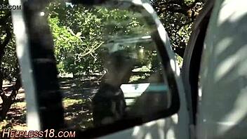 Latina teen gets tied outdoors