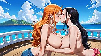 one piece parody with nico robin and nami