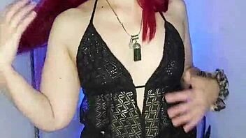 redhead slut talks dirty while using toy
