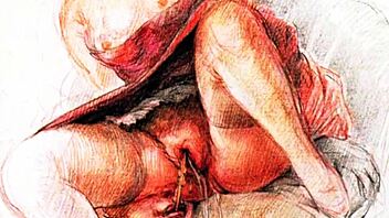Vintage erotic art from antique collection
