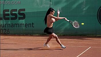 topless nude tennis match in public ai entertainment