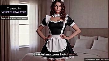 Hot hotel maid finds you jerking off and she wants to finish the job - ai generated pov joi