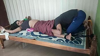 bdsm bondage delight tied hands and legs on bed ends chocolate indulgence from navel part-1