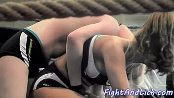 Muscular Women Wrestling In A Boxing Ring