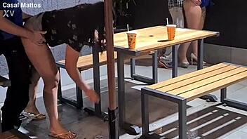 Public food orgy with swinging couple
