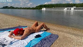 Mature Blonde Flashes Outdoors By River