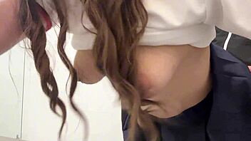 Latina student gets rough bathroom pounding