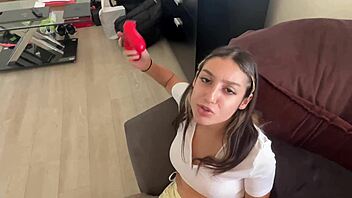 super horny girl makes guy cum three times with two cumshots and a creampie