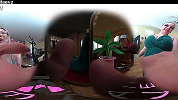 Blonde tall goddess dominates with huge tongue in vr 360 pov