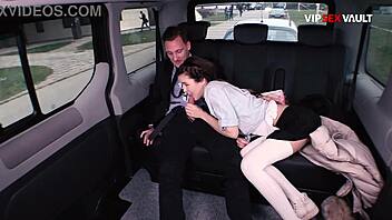 Cowgirl in a moving van her thigh highs wrapped around him