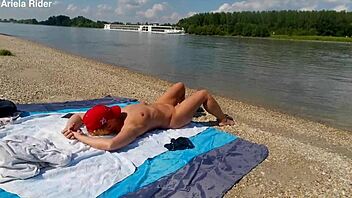 Mature Blonde Flashes Outdoors By River
