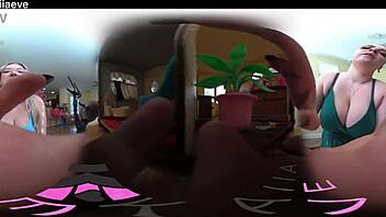 Blonde tall goddess dominates with huge tongue in vr 360 pov
