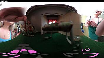 Blonde tall goddess dominates with huge tongue in vr 360 pov