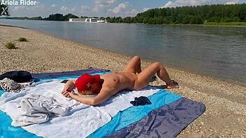 Mature Blonde Flashes Outdoors By River