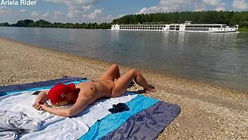 Mature Blonde Flashes Outdoors By River