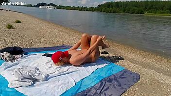 Mature Blonde Flashes Outdoors By River