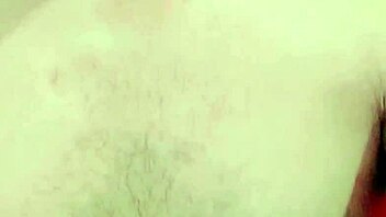 hairy feminine femboy drinks own piss from his small limp cock