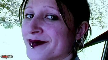 Gothic brunette hitchhiker pays with hardcore anal