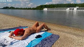 Mature Blonde Flashes Outdoors By River