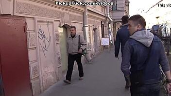 Sexy girls flash tits to horny tourists during pickup scene two